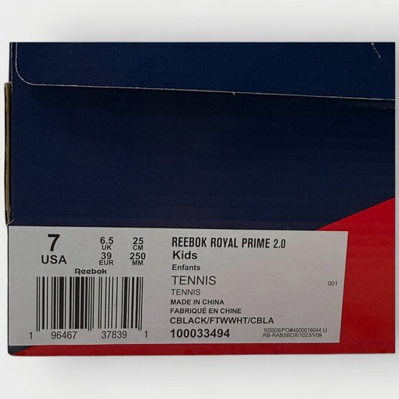 Reebok Boys Royal Prime 2.0 Black White US 7 Big Kids Sneaker New w/ Box - Picture 13 of 13